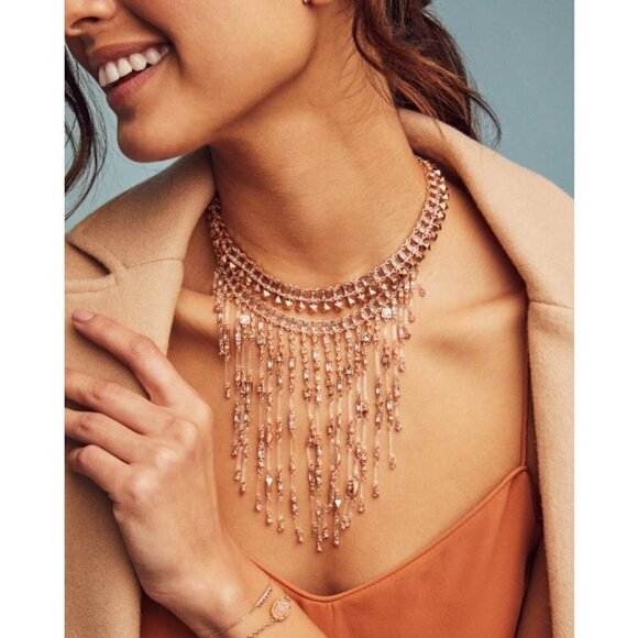 💕KENDRA SCOTT💕 Oscar Rose Gold Choker Necklace Blush Crystal NWT - Picture 8 of 14